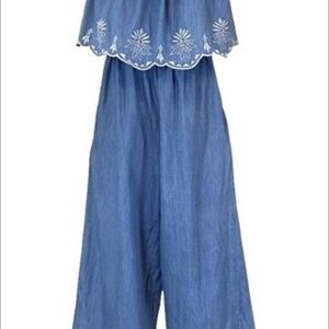Blue Embroidered Women's Jumpsuit